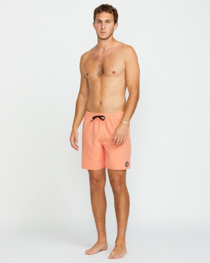 Volcom Men's Center Elastic Waist Trunks Peach