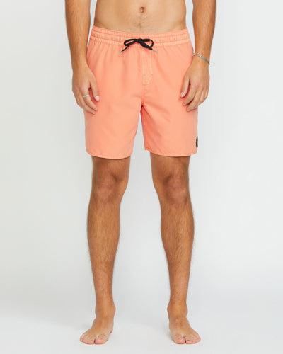 Volcom Men's Center Elastic Waist Trunks Peach