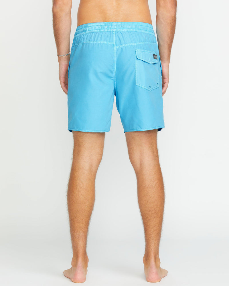 Volcom Men's Center Elastic Waist Trunks Resin Blue