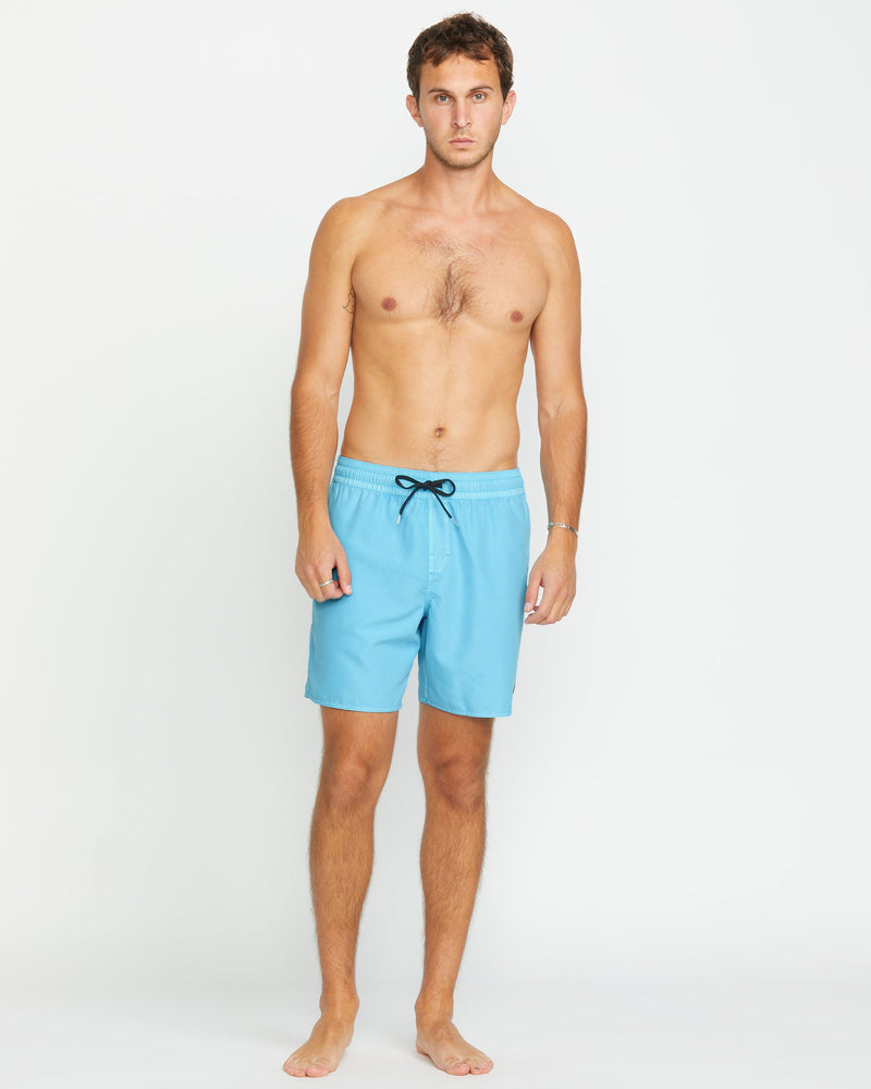 Volcom Men's Center Elastic Waist Trunks Resin Blue