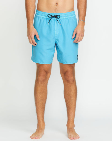 Volcom Men's Center Elastic Waist Trunks Resin Blue