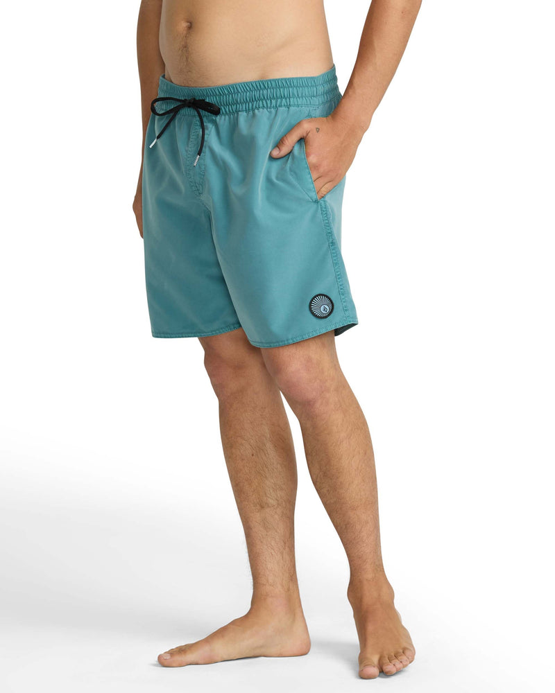 Volcom Men's Center Elastic Waist Trunks Used Blue