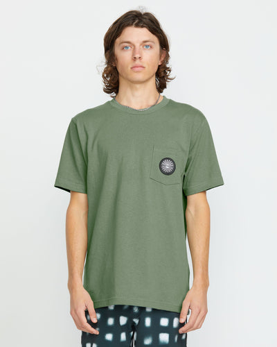 Volcom Men's Woven Label Pocket Tee Light Olive