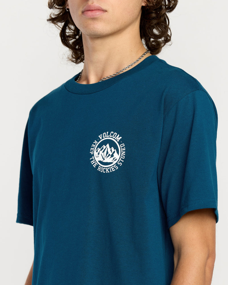 Men's Keep Rockies Stoned Short Sleeve Tee-Cosmic Blue-Volcom