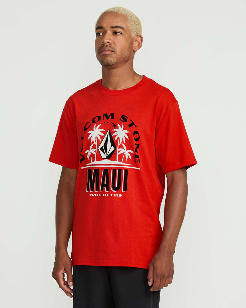 Volcom Men's Claimed Maui Short Sleeve Tee Chili Red