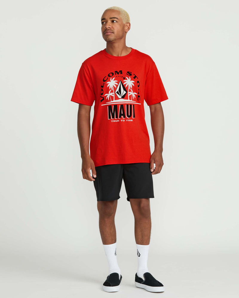Volcom Men's Claimed Maui Short Sleeve Tee Chili Red