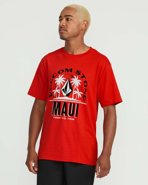 Volcom Men's Claimed Maui Short Sleeve Tee Chili Red