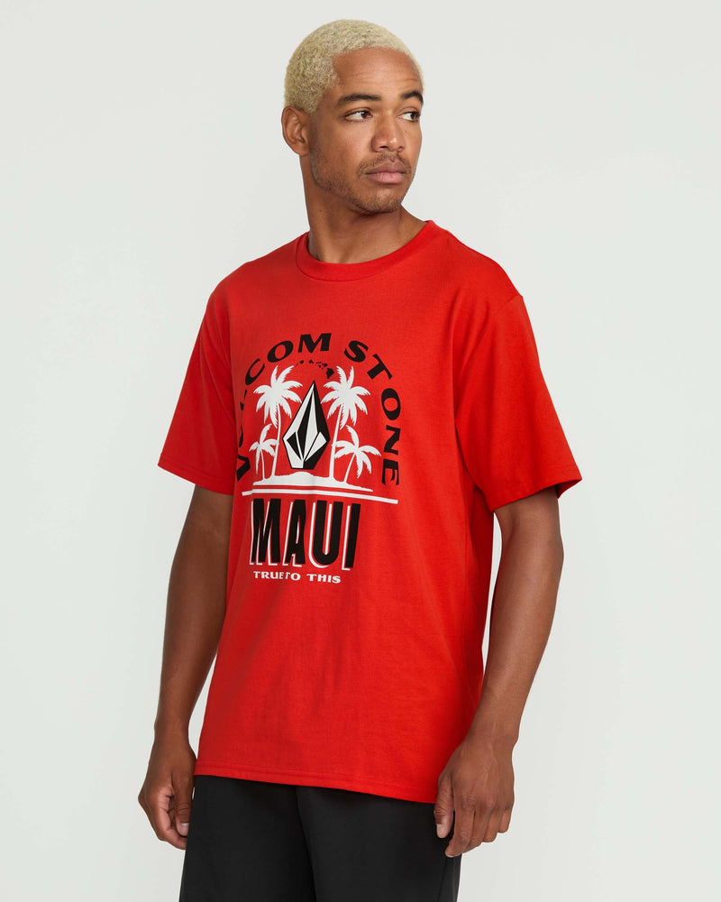 Volcom Men's Claimed Maui Short Sleeve Tee Chili Red