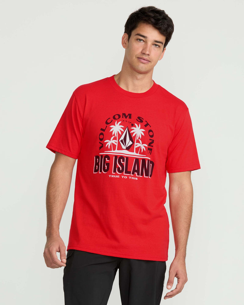 Volcom Men's Claimed Big Island Short Sleeve Tee Chili Red