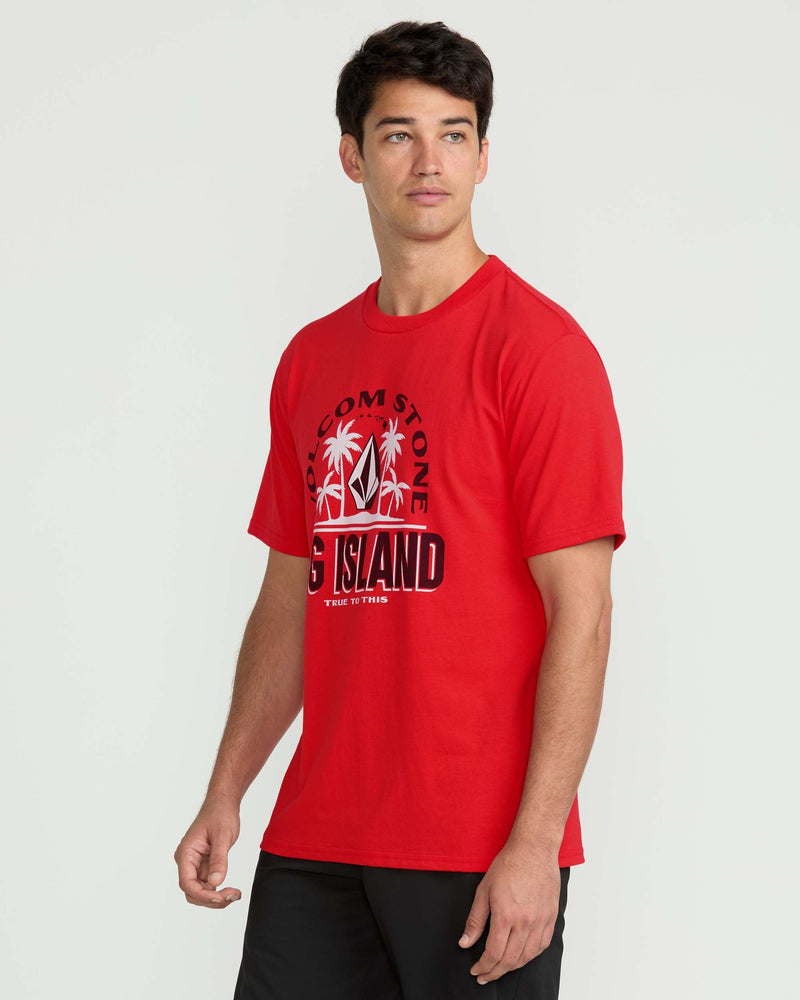 Volcom Men's Claimed Big Island Short Sleeve Tee Chili Red