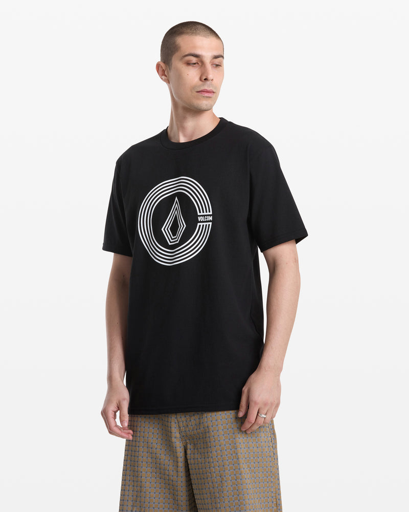 Men's Circle Split Short Sleeve Tee-Black-Volcom
