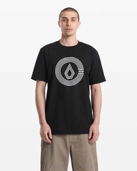 Men's Circle Split Short Sleeve Tee-Black-Volcom