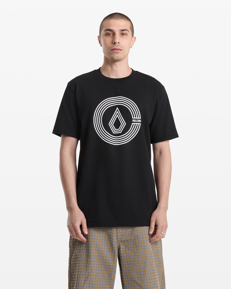 Men's Circle Split Short Sleeve Tee-Black-Volcom