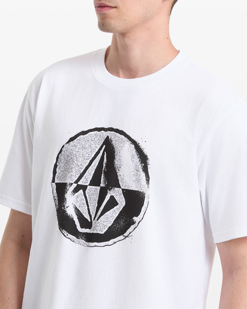 Men's Circle Split Short Sleeve Tee-White-Volcom
