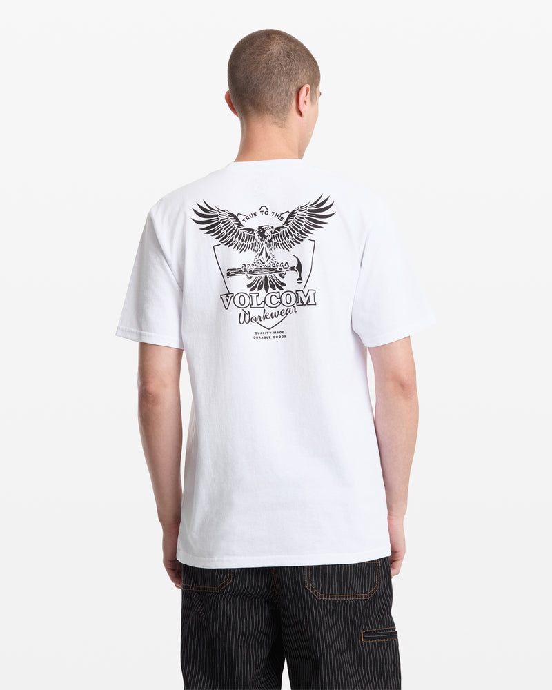 Men's Hammered Split Short Sleeve Tee-White-Volcom