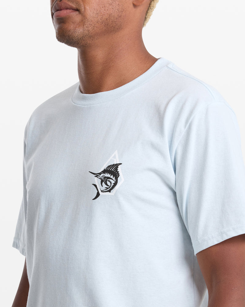 Men's Marlinsane Short Sleeve Tee-Light Blue Acid-Volcom