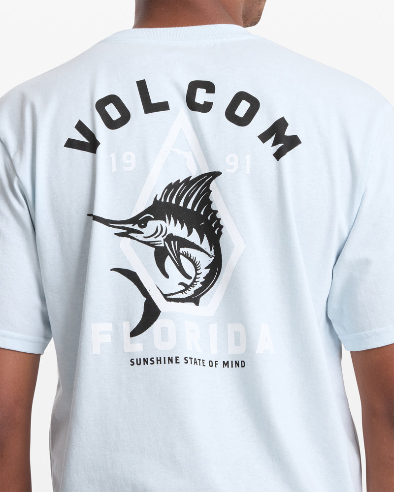 Men's Marlinsane Short Sleeve Tee-Light Blue Acid-Volcom