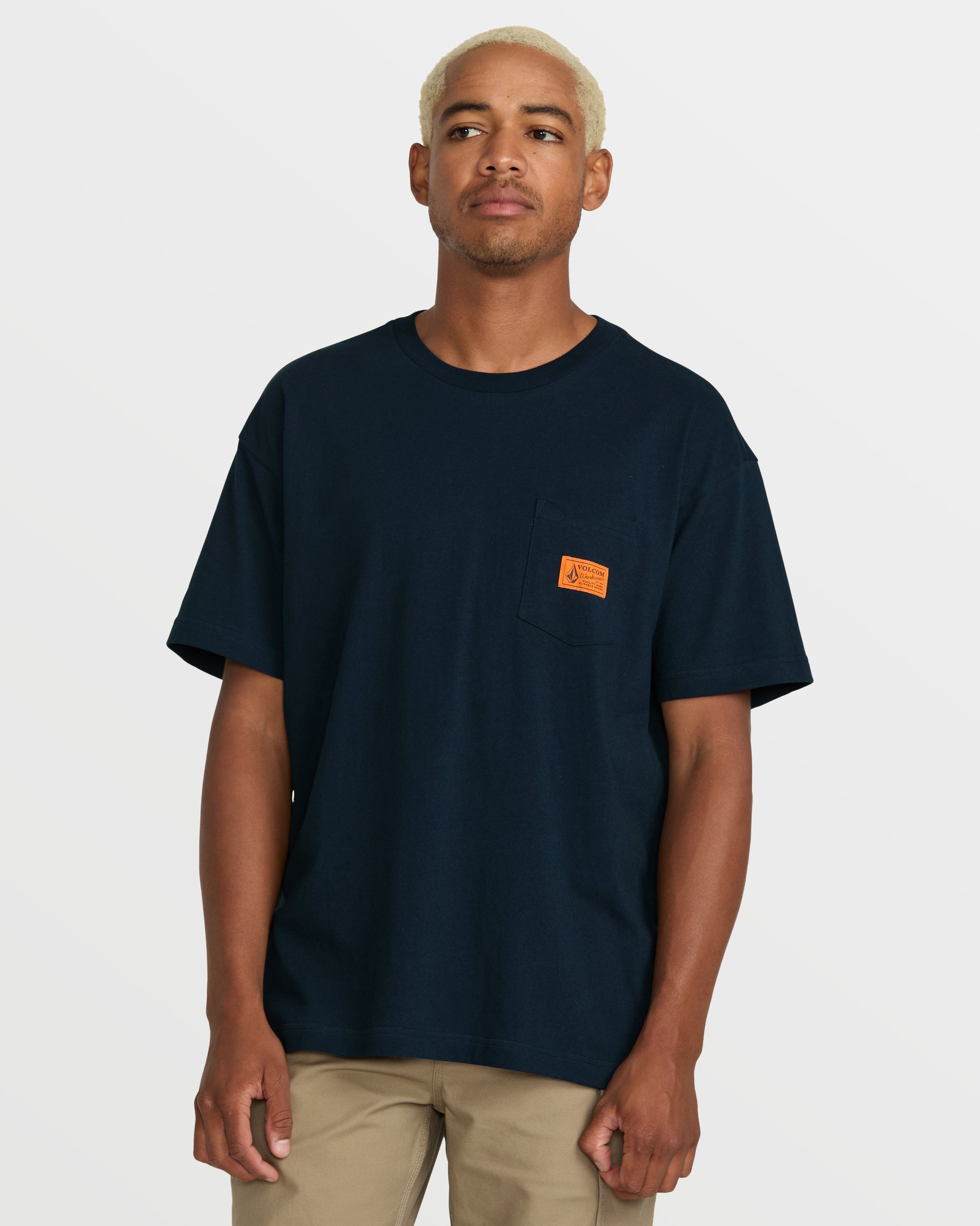 Men's Volcom Workwear Certifico Short Sleeve Tee-Navy-Volcom