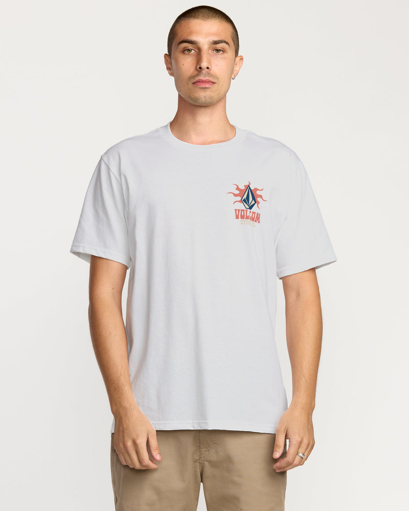 Men's Peak A Boo Short Sleeve Tee-White-Volcom