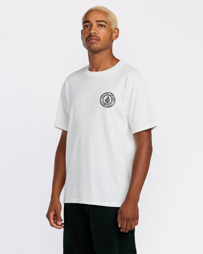 Men's Logo Stamp Short Sleeve Tee-White-Volcom