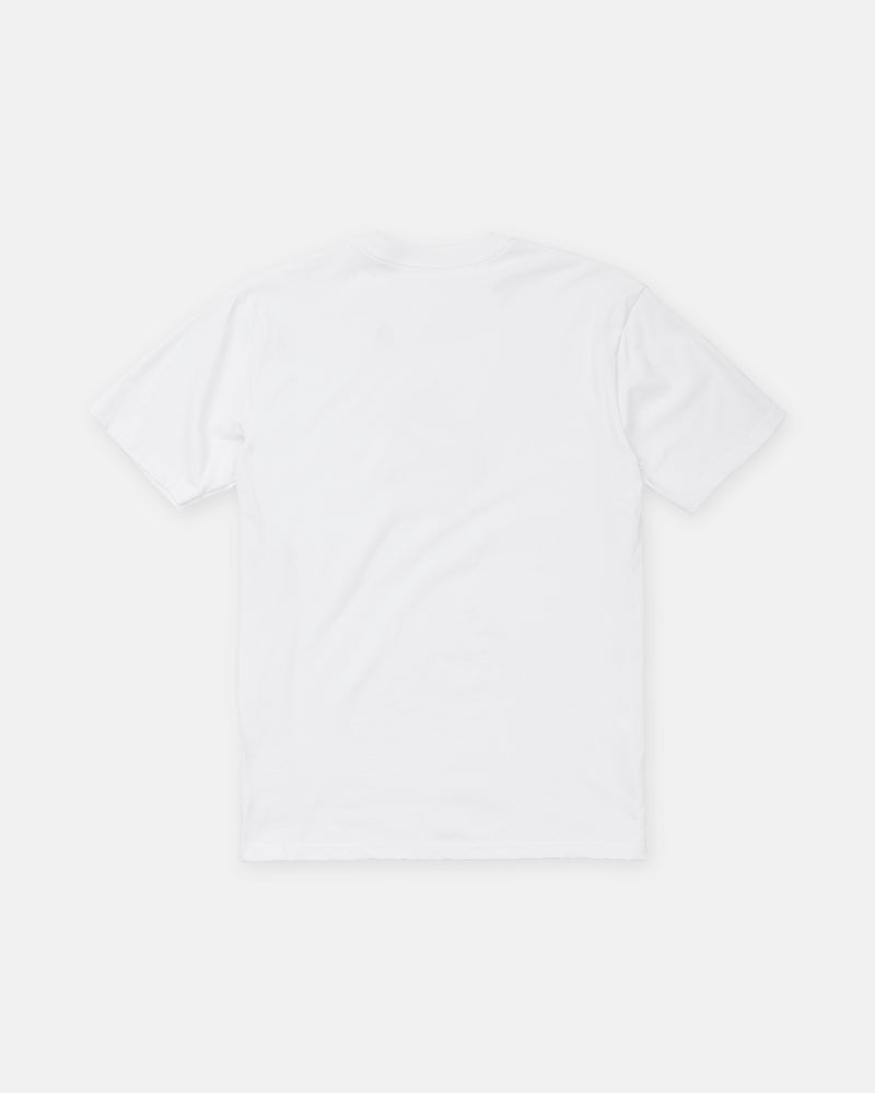 Back view of a plain white Men’s Full Stone Short Sleeve Tee by Volcom, featuring a short-sleeve crewneck design in premium cotton.