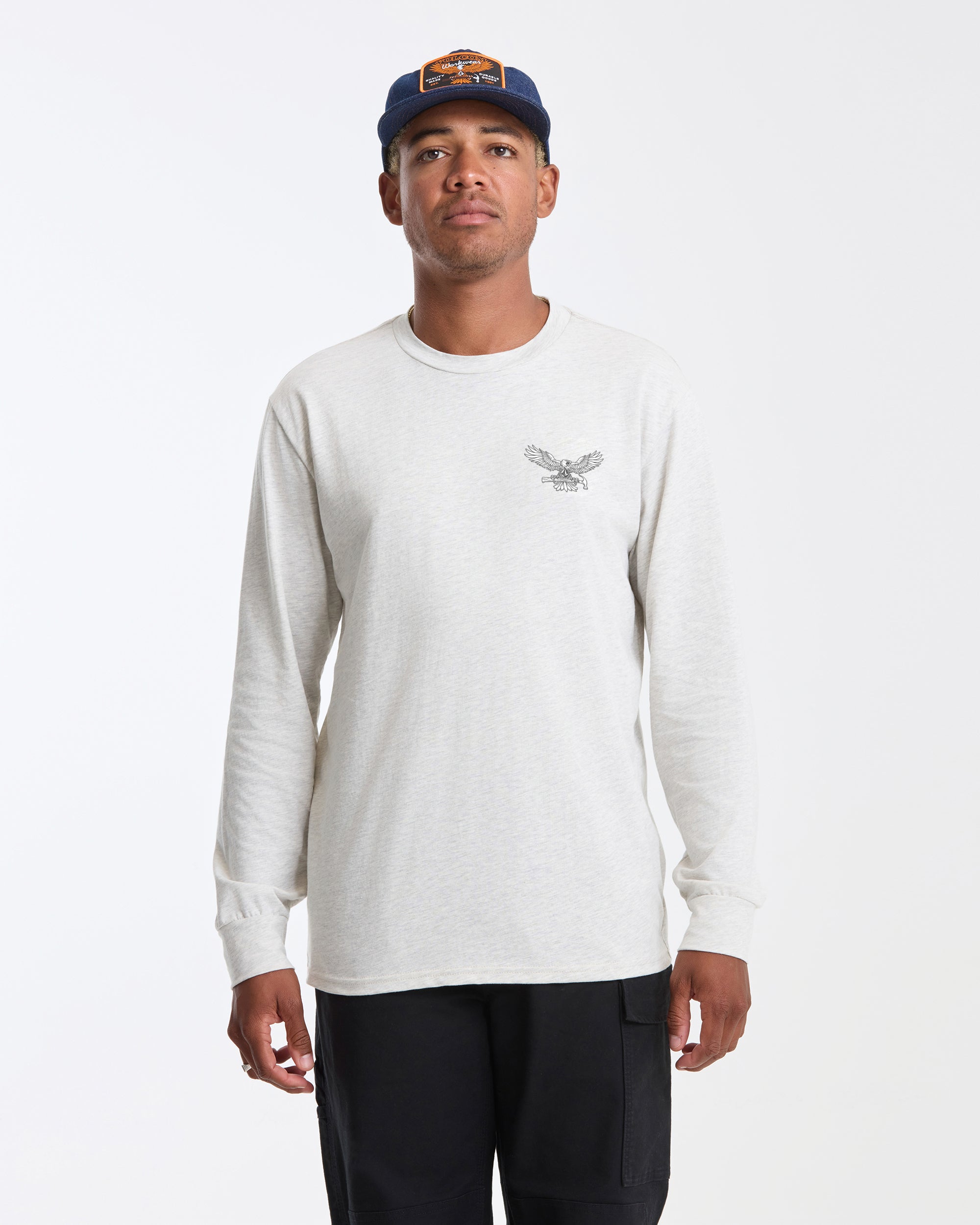 Men's Hammered Long Sleeve Tee-Stone Heather-Volcom
