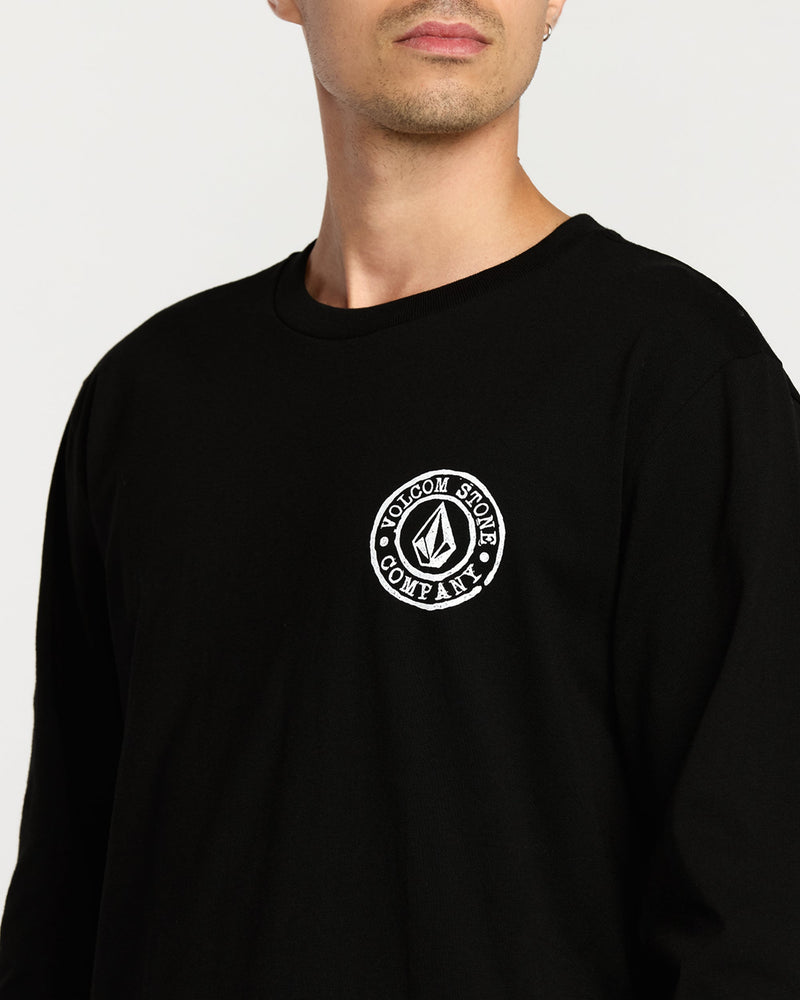 Volcom Men's Logo Stamp Long Sleeve Tee Black