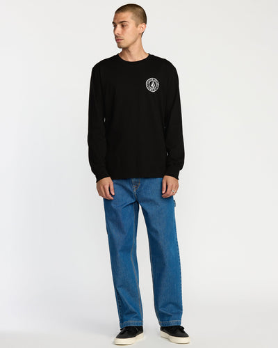 Volcom Men's Logo Stamp Long Sleeve Tee Black