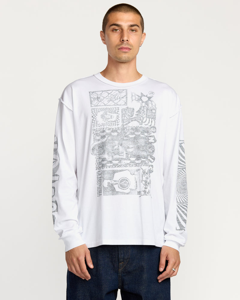Men's Povj Long Sleeve Tee-White-Volcom