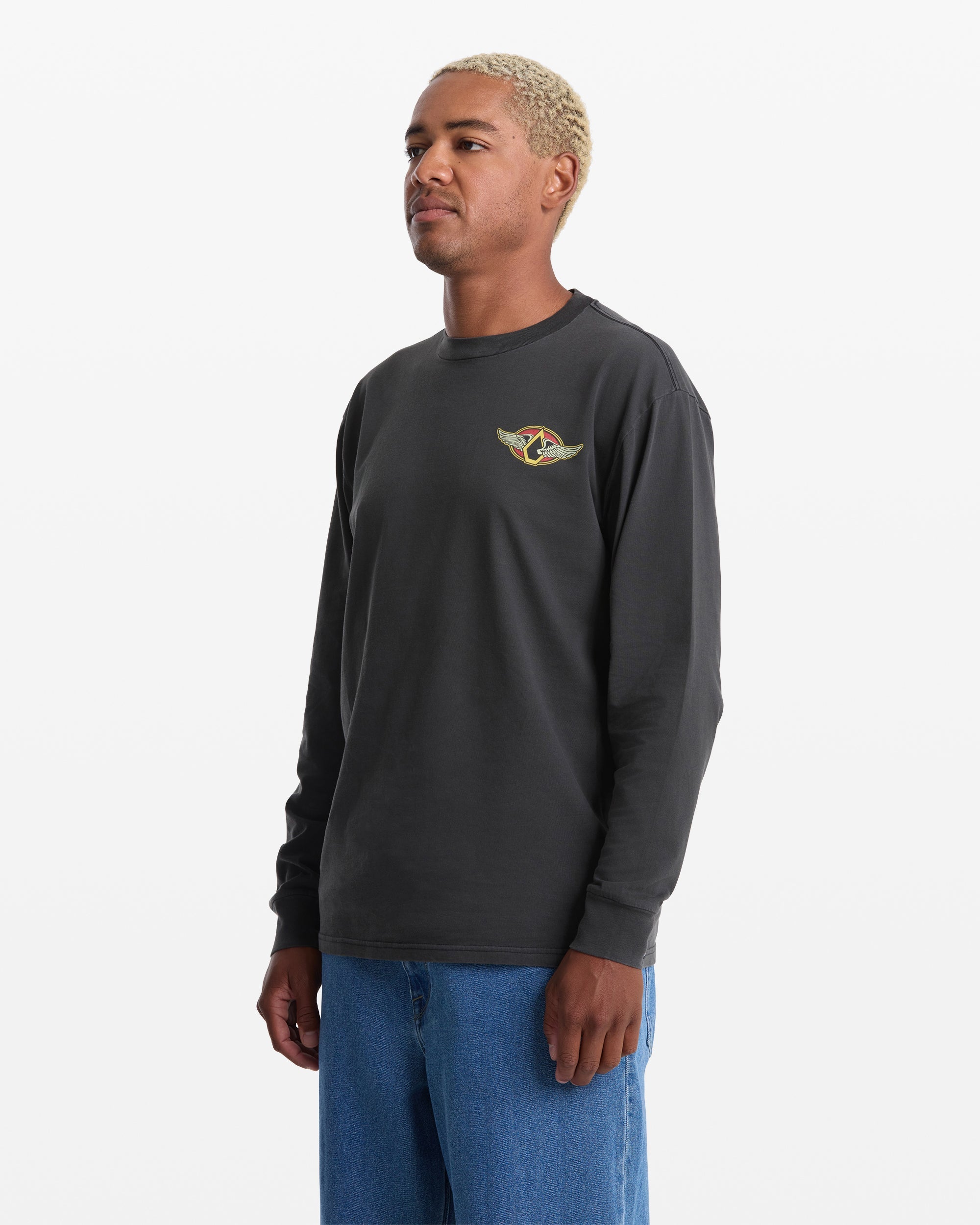 Volcom Men's Wing It Long Sleeve Tee Antique Black