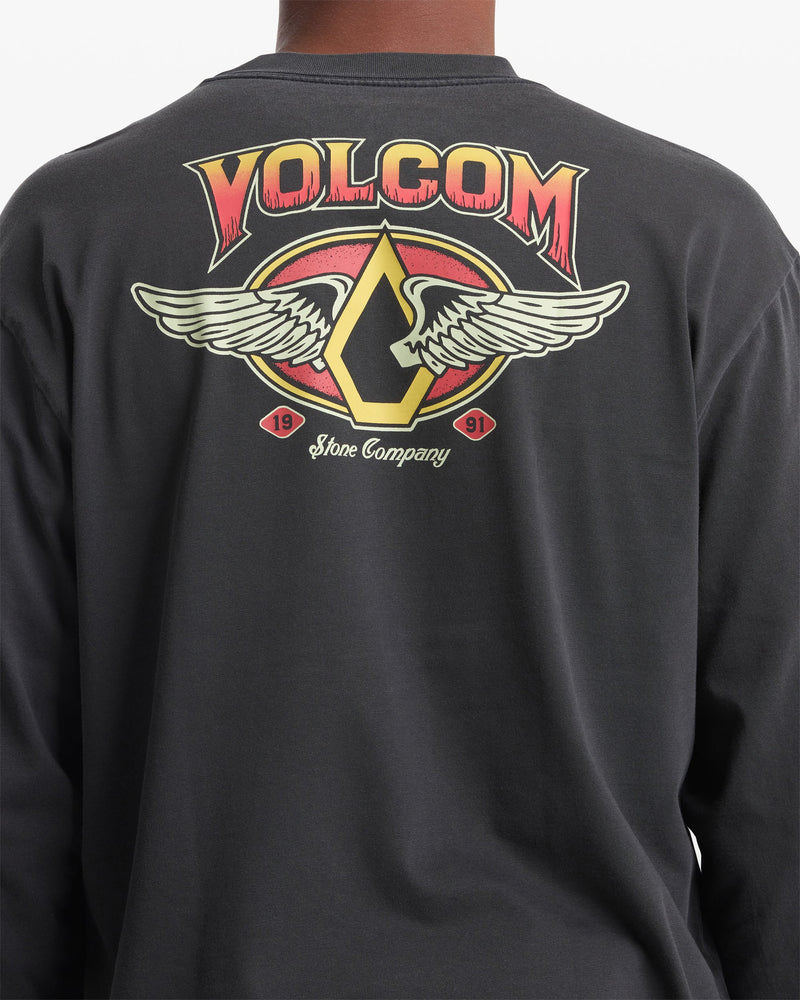 Volcom Men's Wing It Long Sleeve Tee Antique Black