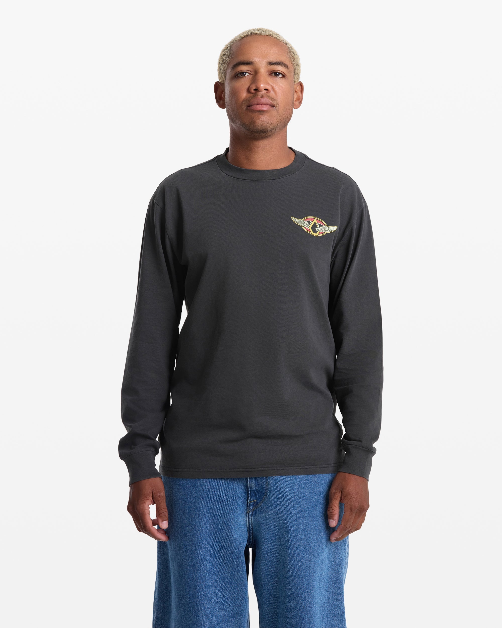 Volcom Men's Wing It Long Sleeve Tee Antique Black