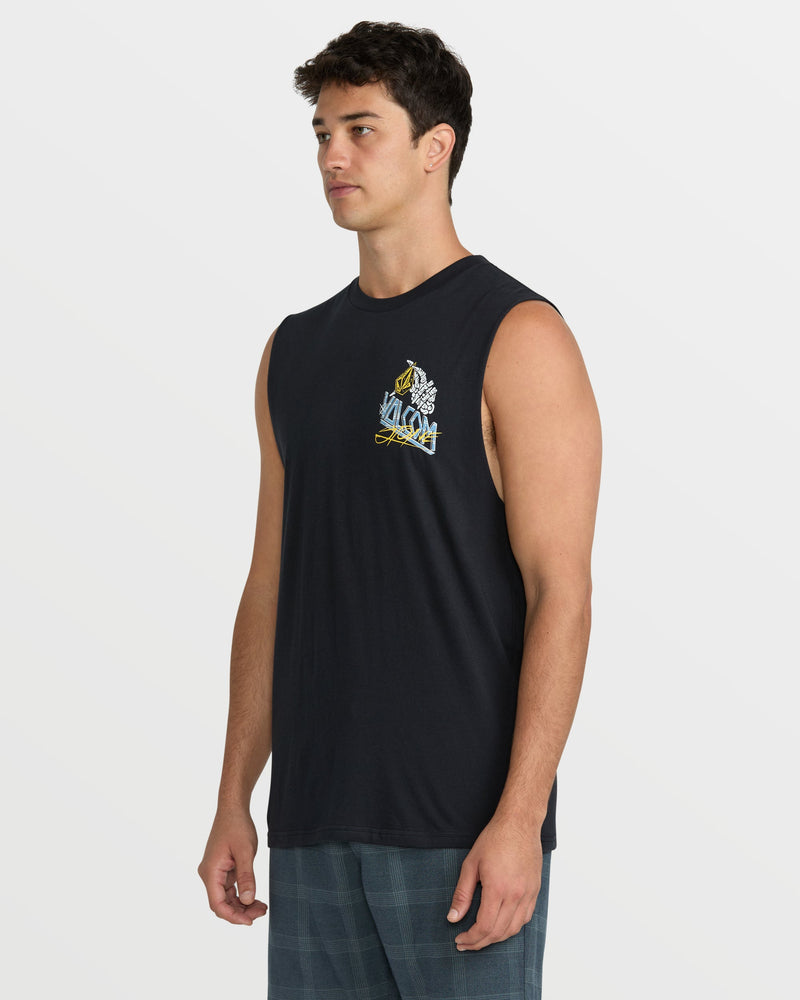 Volcom Men's Dropped This Sleeveless Tee Antique Black