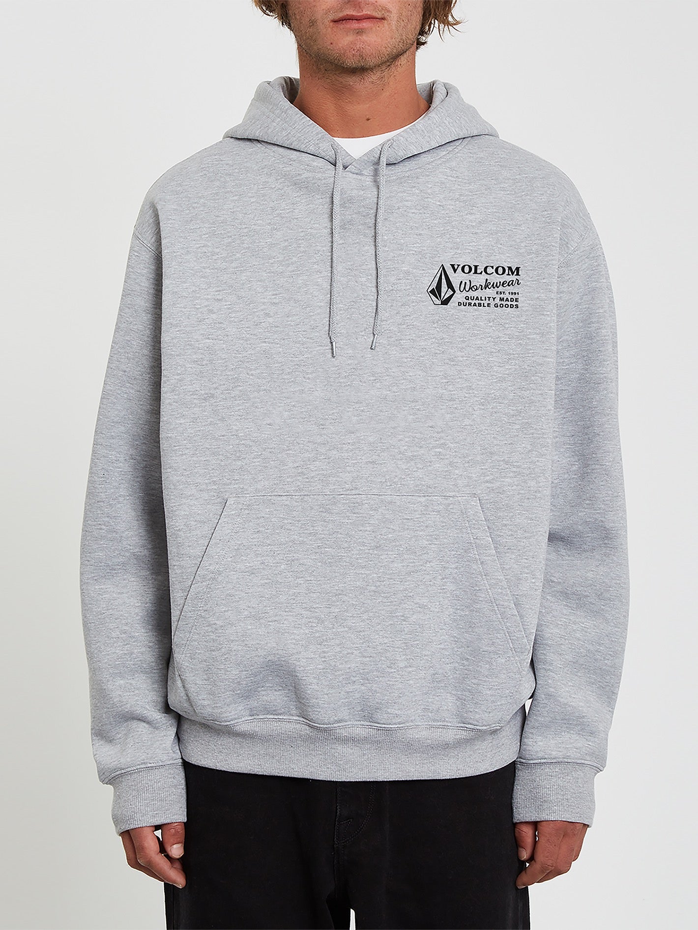 Men's Volcom Workwear Pullover Hoodie-Heather Grey-Volcom