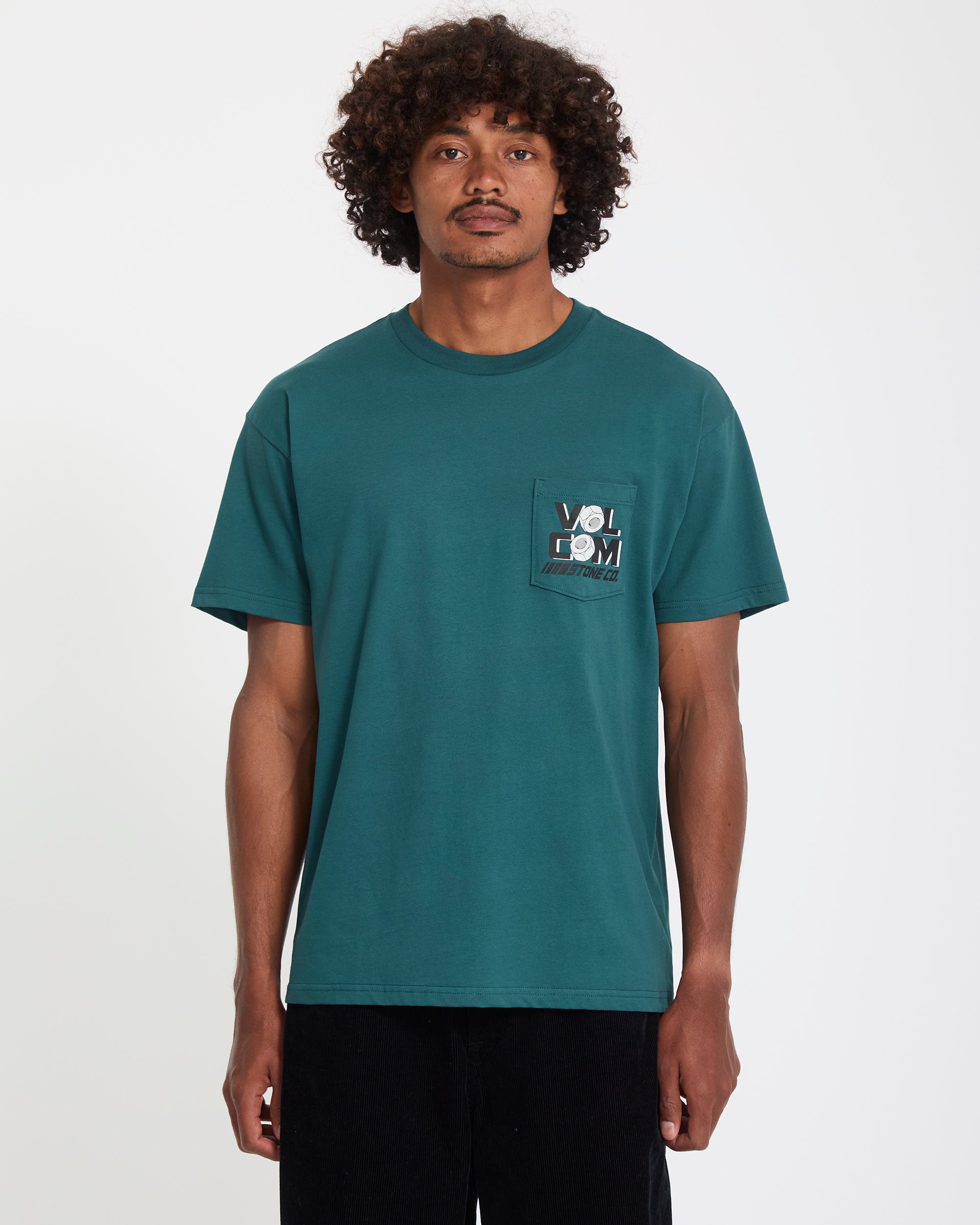 トップス Low classic HOLE POINT PRINT TOP Men's Parted Out Pocket Short Sleeve Tee - Volcom