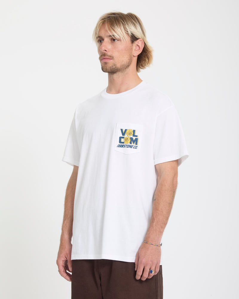 Men's Parted Out Pocket Short Sleeve Tee-White-Volcom