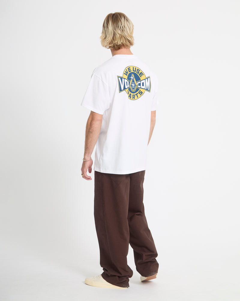 Men's Parted Out Pocket Short Sleeve Tee-White-Volcom