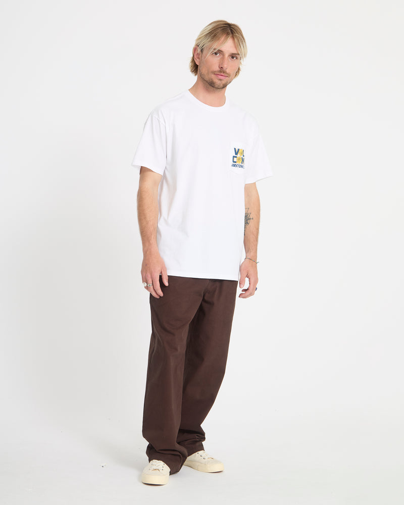 Men's Parted Out Pocket Short Sleeve Tee-White-Volcom