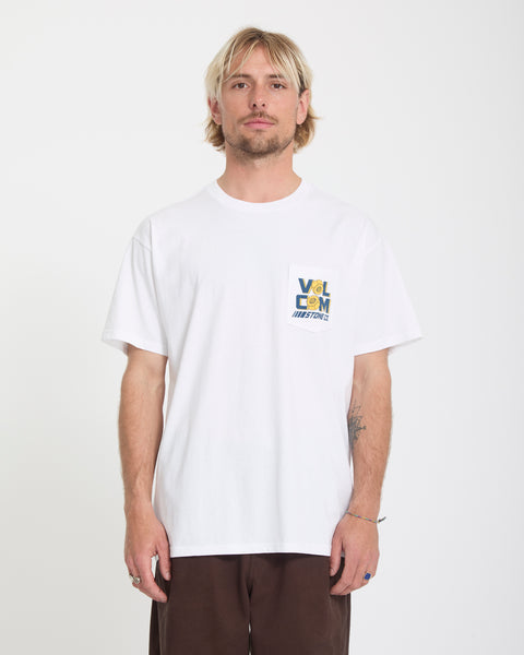 Men's Parted Out Pocket Short Sleeve Tee-White-Volcom