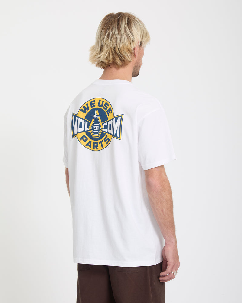 Men's Parted Out Pocket Short Sleeve Tee-White-Volcom