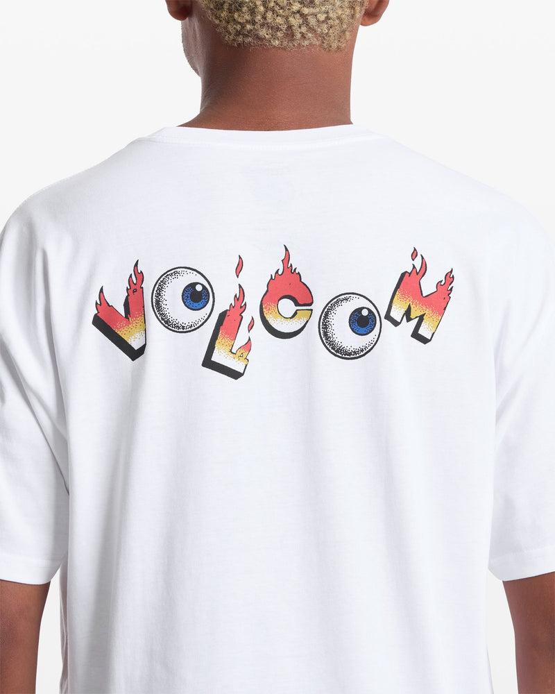 Volcom Men's Featured Artist Daniel Shepard Walleye Short Sleeve Tee White