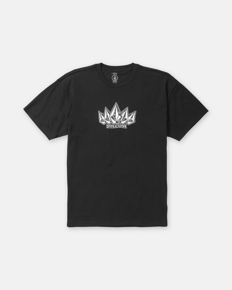 Black heavyweight cotton Men’s Tooms Short Sleeve Tee with a short-sleeve crewneck and a white stone-like crown logo graphic on the chest.