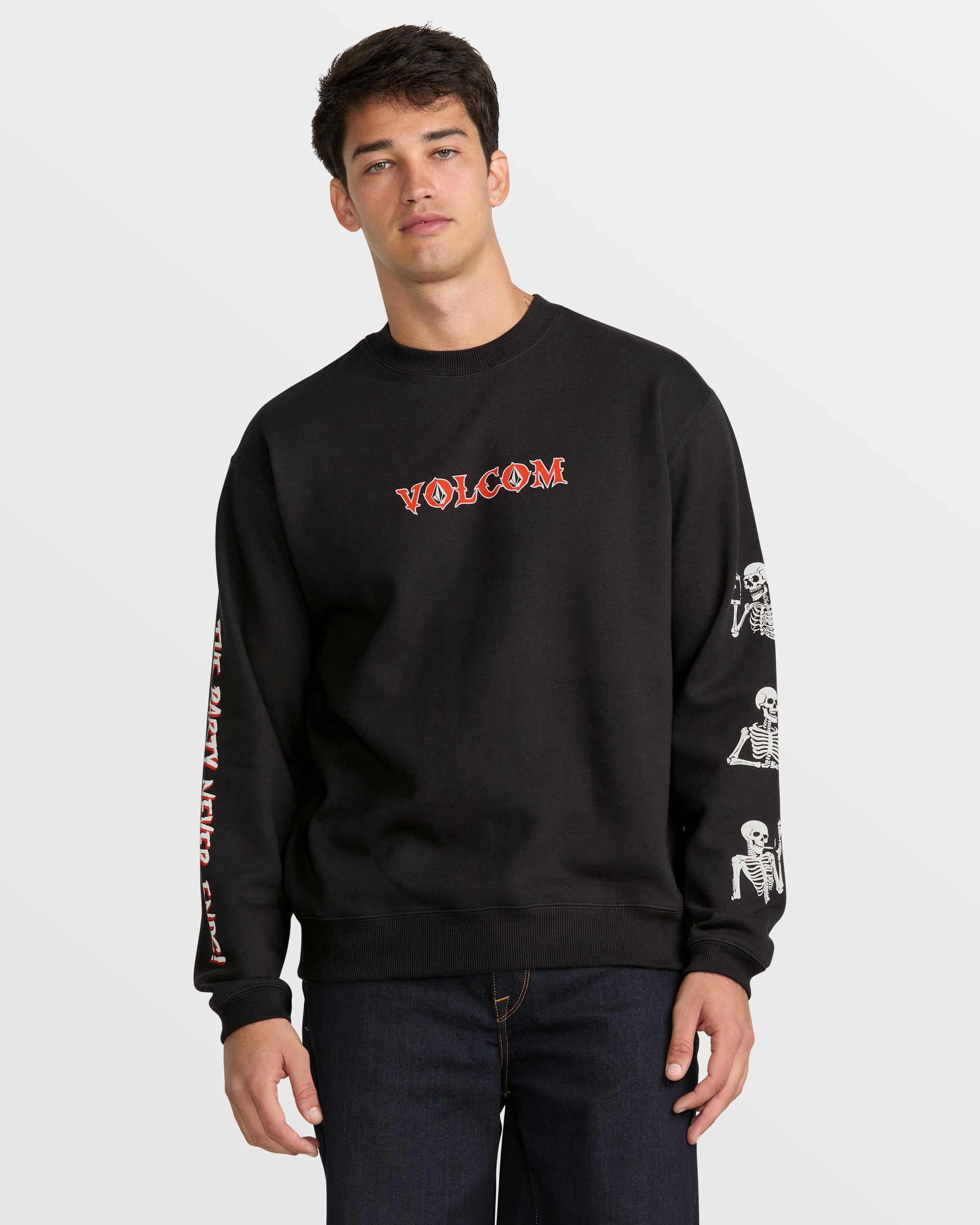 Men's Never Ends Crew Sweatshirt-Stealth-Volcom