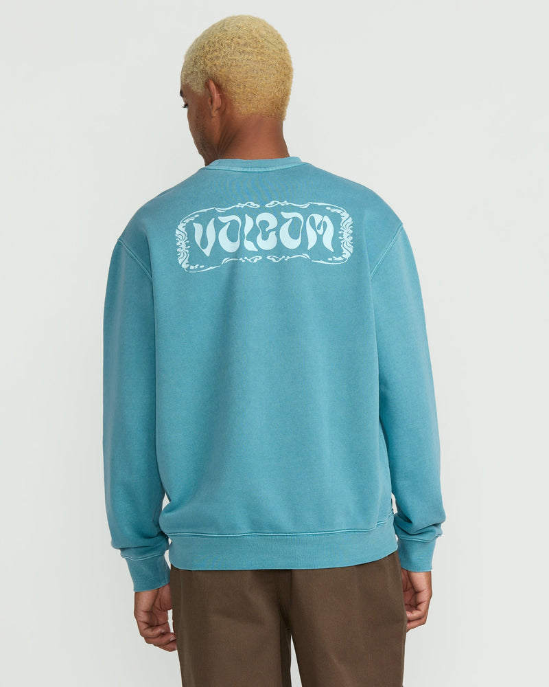 Men's Terry Stoned Crew Sweatshirt-Used Blue-Volcom