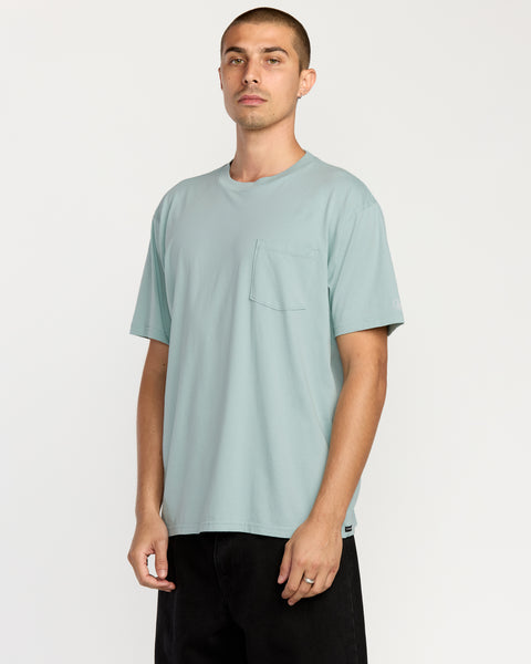 Men's Solid Short Sleeve Pocket Tee-Chambray-Volcom
