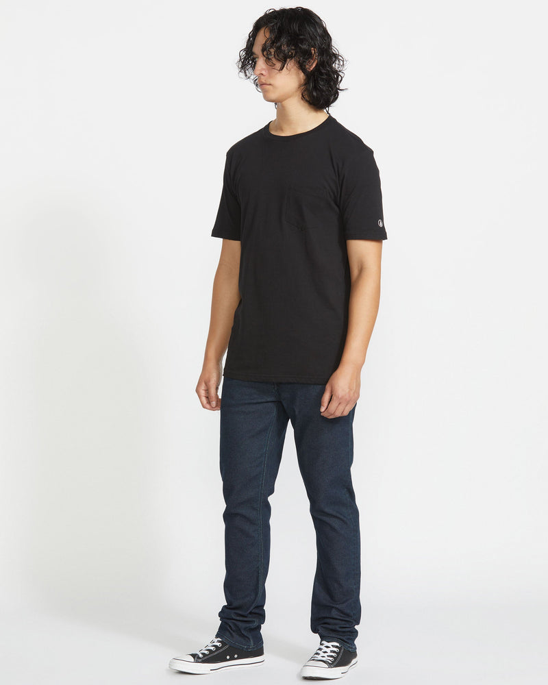 Volcom Men's Solid Short Sleeve Shirt Pocket Tee Black