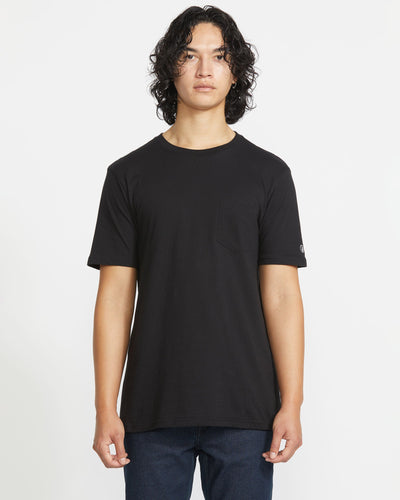 Volcom Men's Solid Short Sleeve Shirt Pocket Tee Black