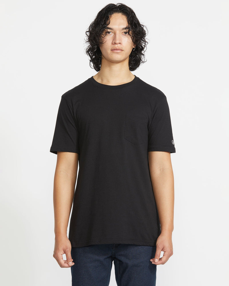 Volcom Men's Solid Short Sleeve Shirt Pocket Tee Black