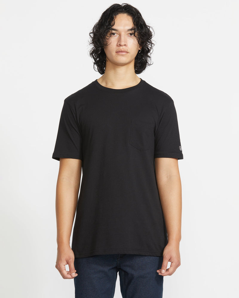 Volcom Men's Solid Short Sleeve Shirt Pocket Tee Black