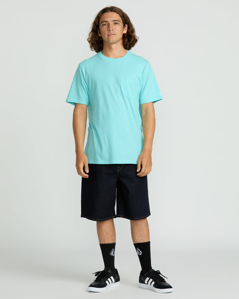 Volcom Men's Solid Short Sleeve Shirt Pocket Tee Poolside